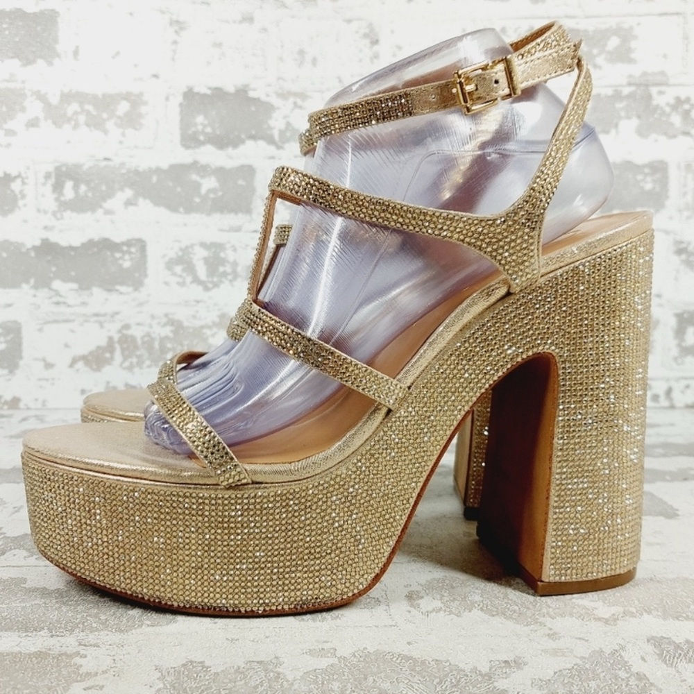 Jessica Simpson Glittering Gold Platform Sandals